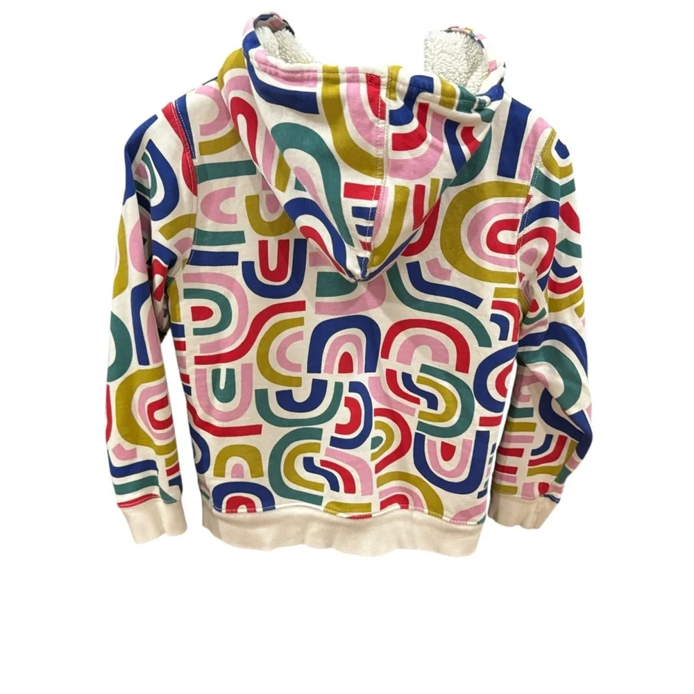 Hanna Andersson Kids Rainbow Arch Print Sherpa Lined Full Zip Hoodie Size 10 140